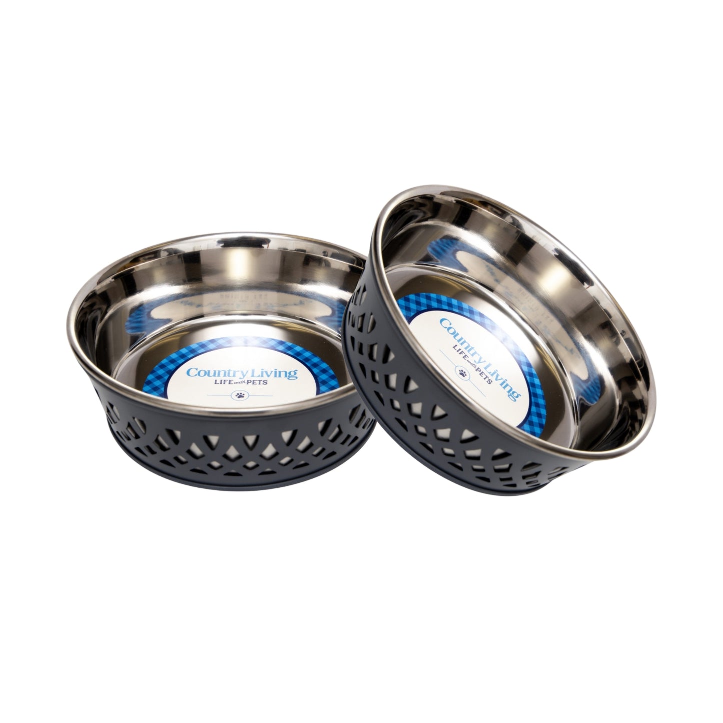 Eco-friendly stainless steel farmhouse dog bowl in gray