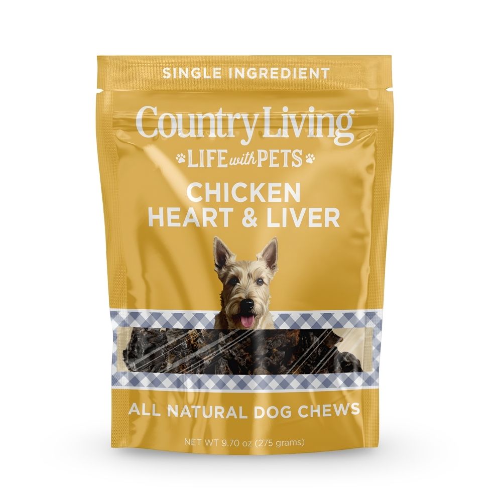 Country Living dehydrated chicken hearts and liver dog treats high protein single ingredient dog snack