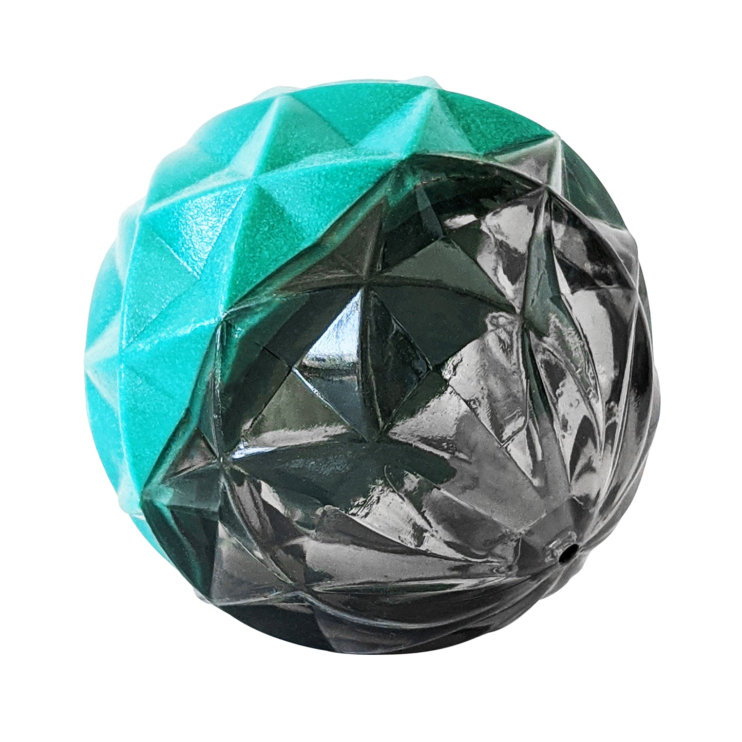 Durable dog chew toy with textured geometric ball design