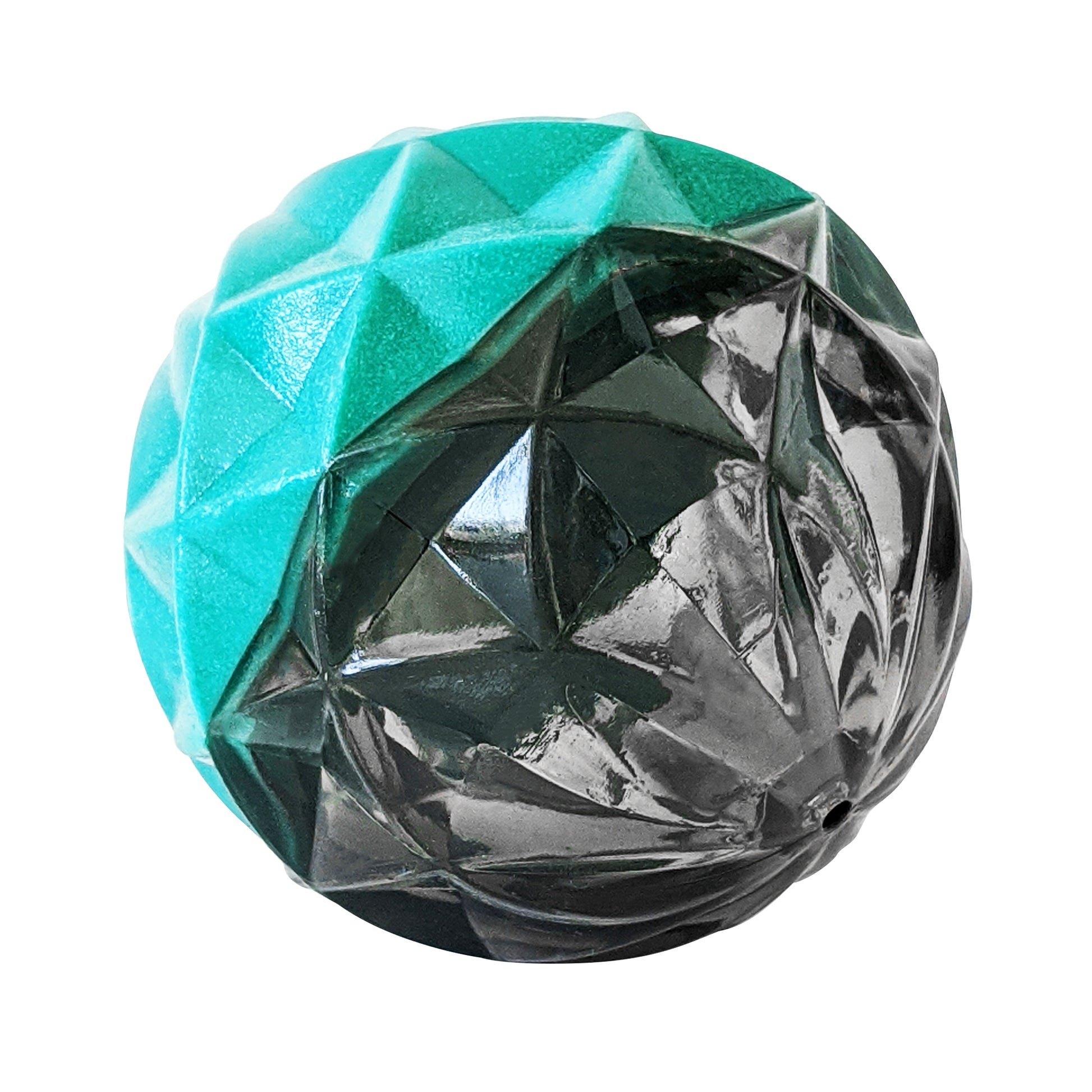 Durable dog chew toy with textured geometric ball design