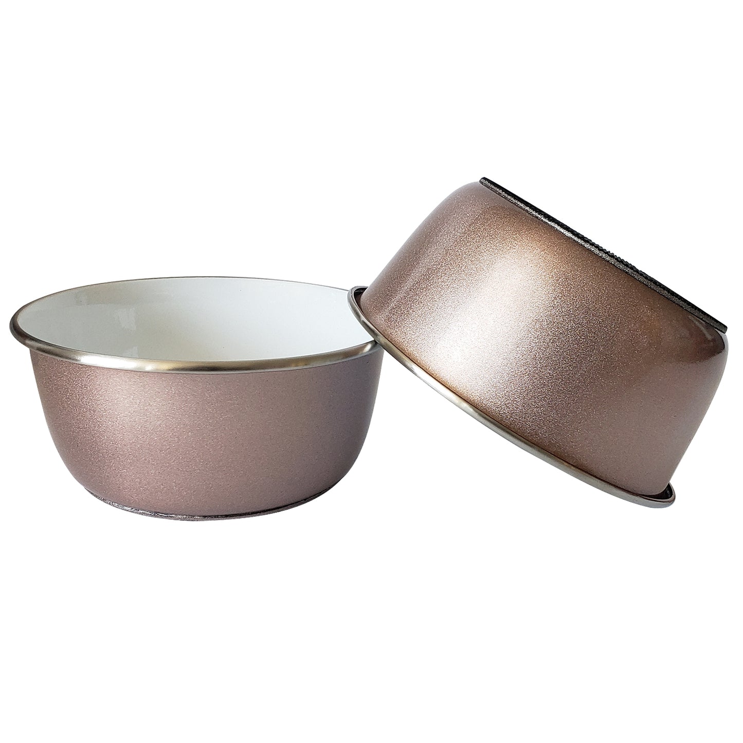 rose gold deep dog bowl with paw print design