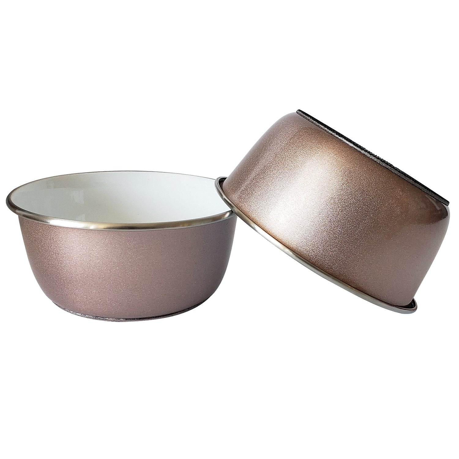 rose gold deep dog bowl with paw print design