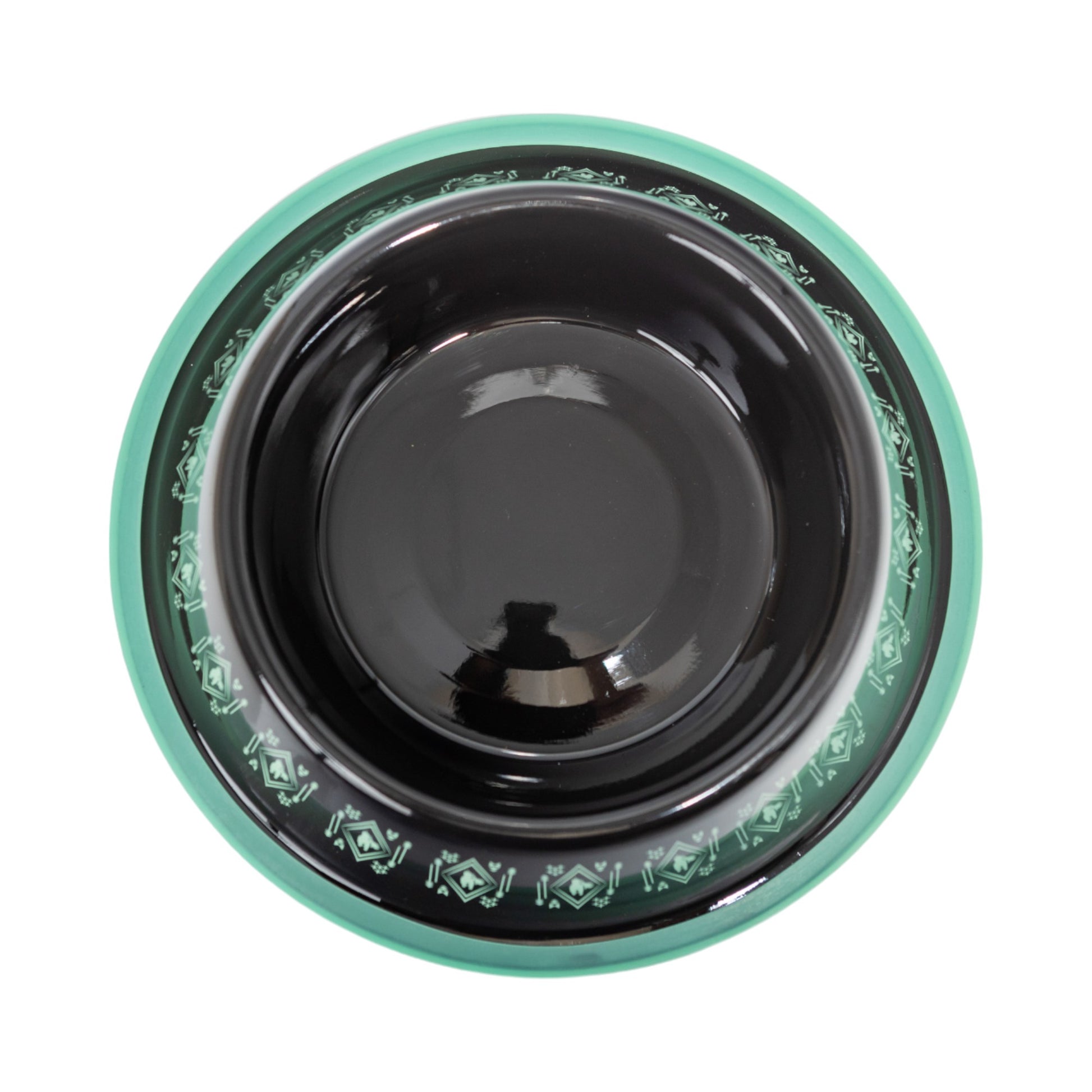 black boho stainless steel dog bowl with non skid base