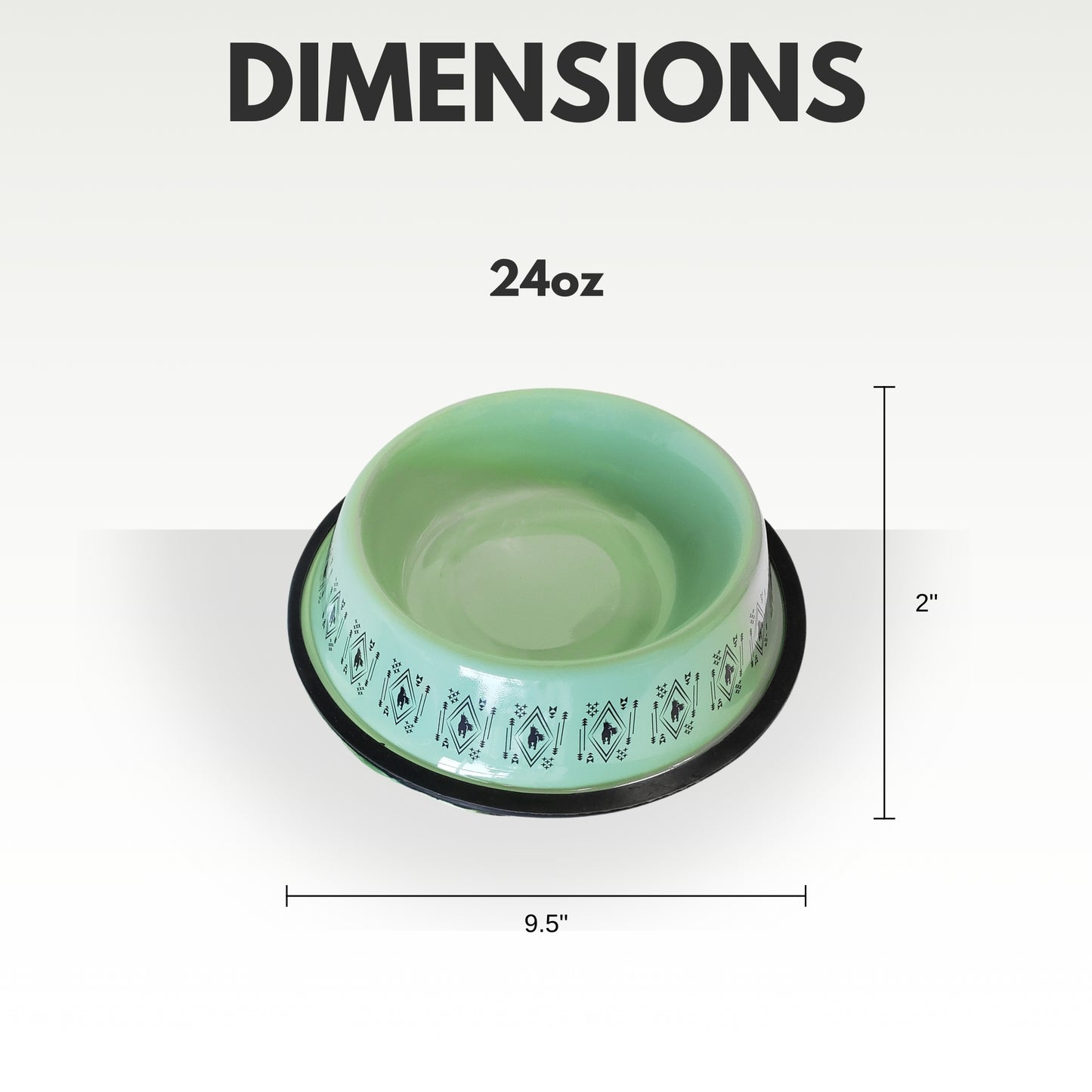 mint boho stainless steel dog bowl with non skid base