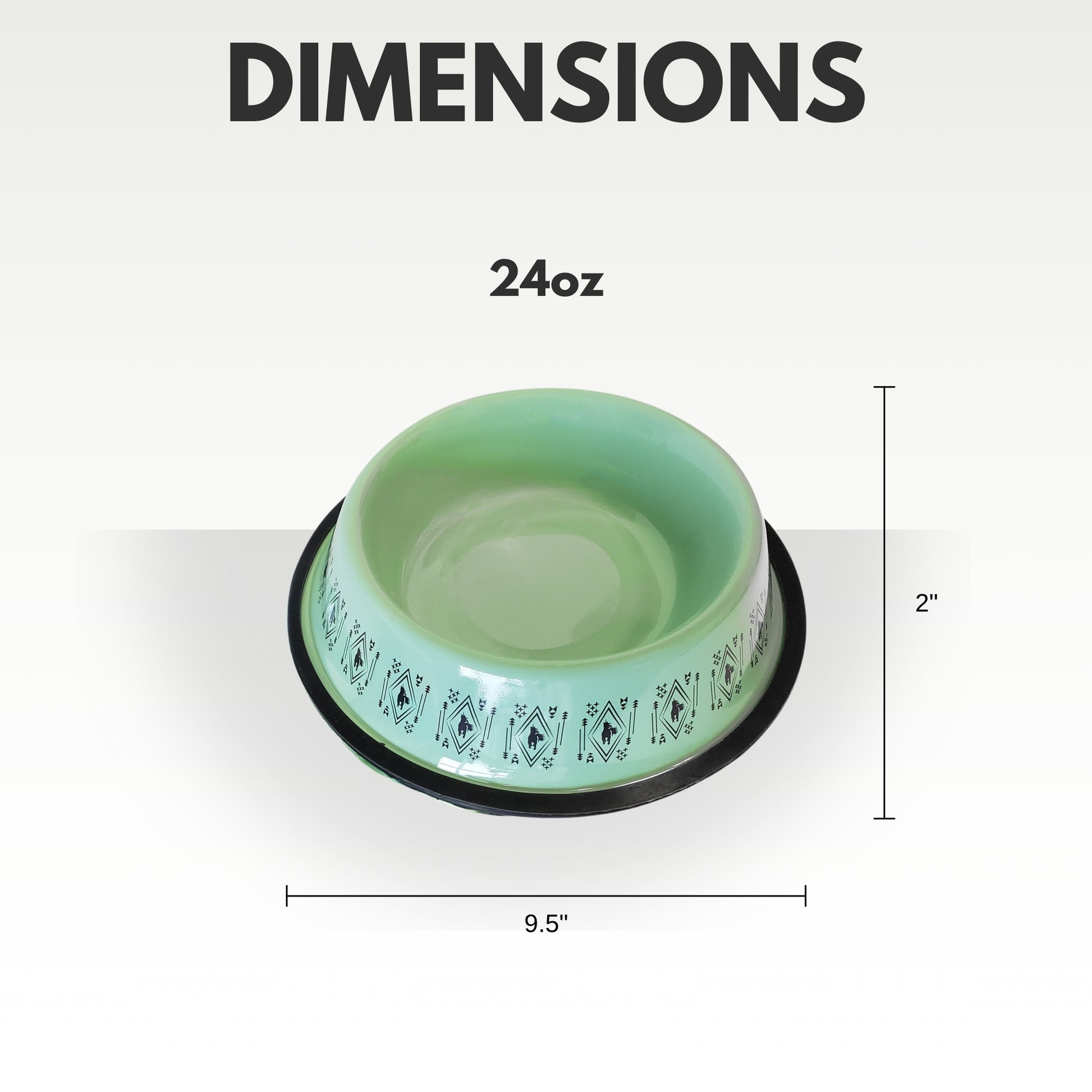 mint boho stainless steel dog bowl with non skid base