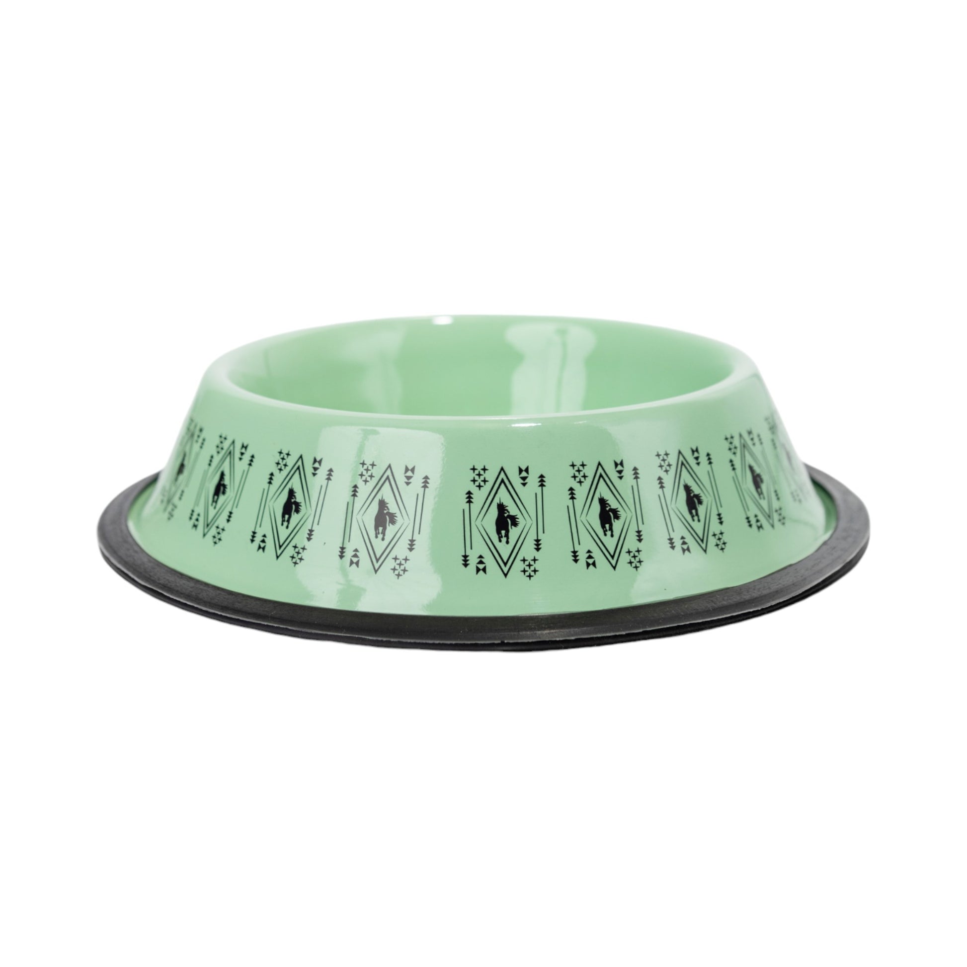 mint boho stainless steel dog bowl with non skid base