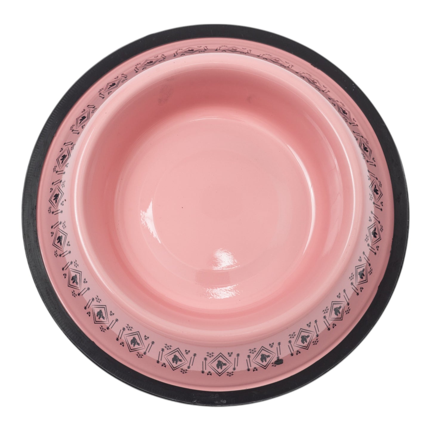 pink boho stainless steel dog bowl with non skid base