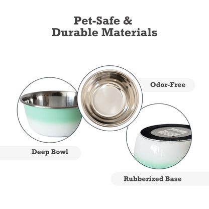 mint green deep stainless steel dog bowl eco friendly design