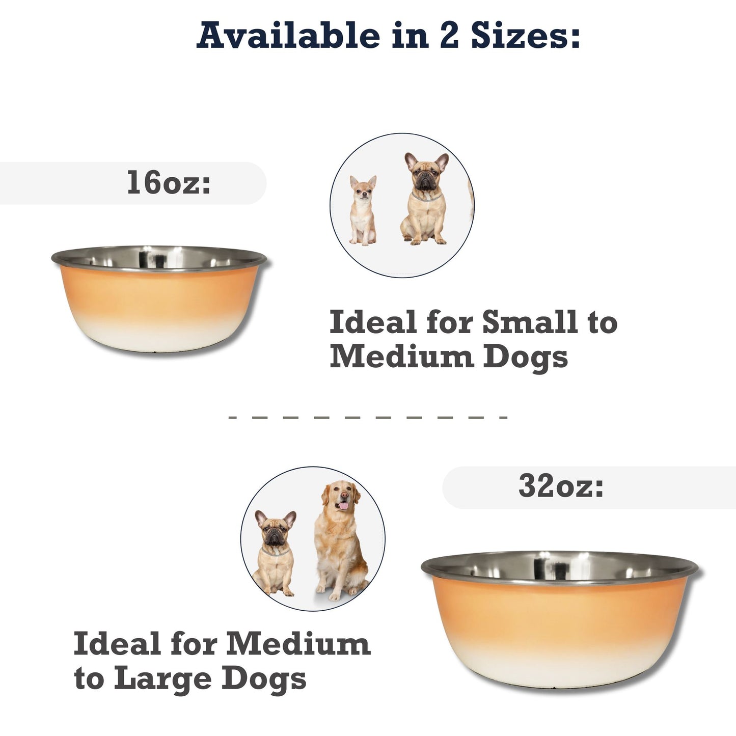 Eco-friendly stainless steel deep dog bowl in peach coral