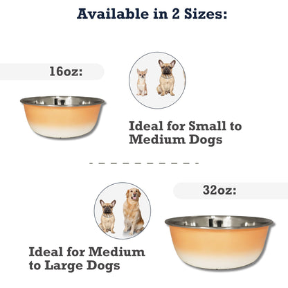 Eco-friendly stainless steel deep dog bowl in peach coral