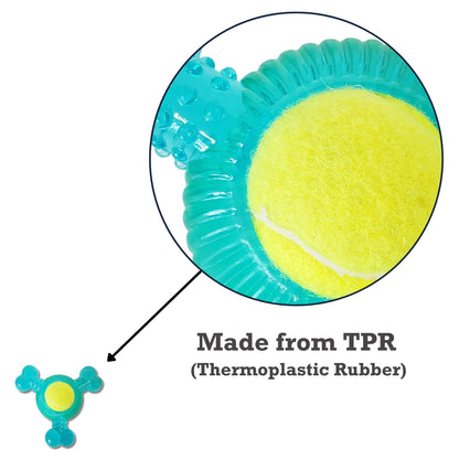 TPR three bone tennis ball squeaky chew toy for dogs