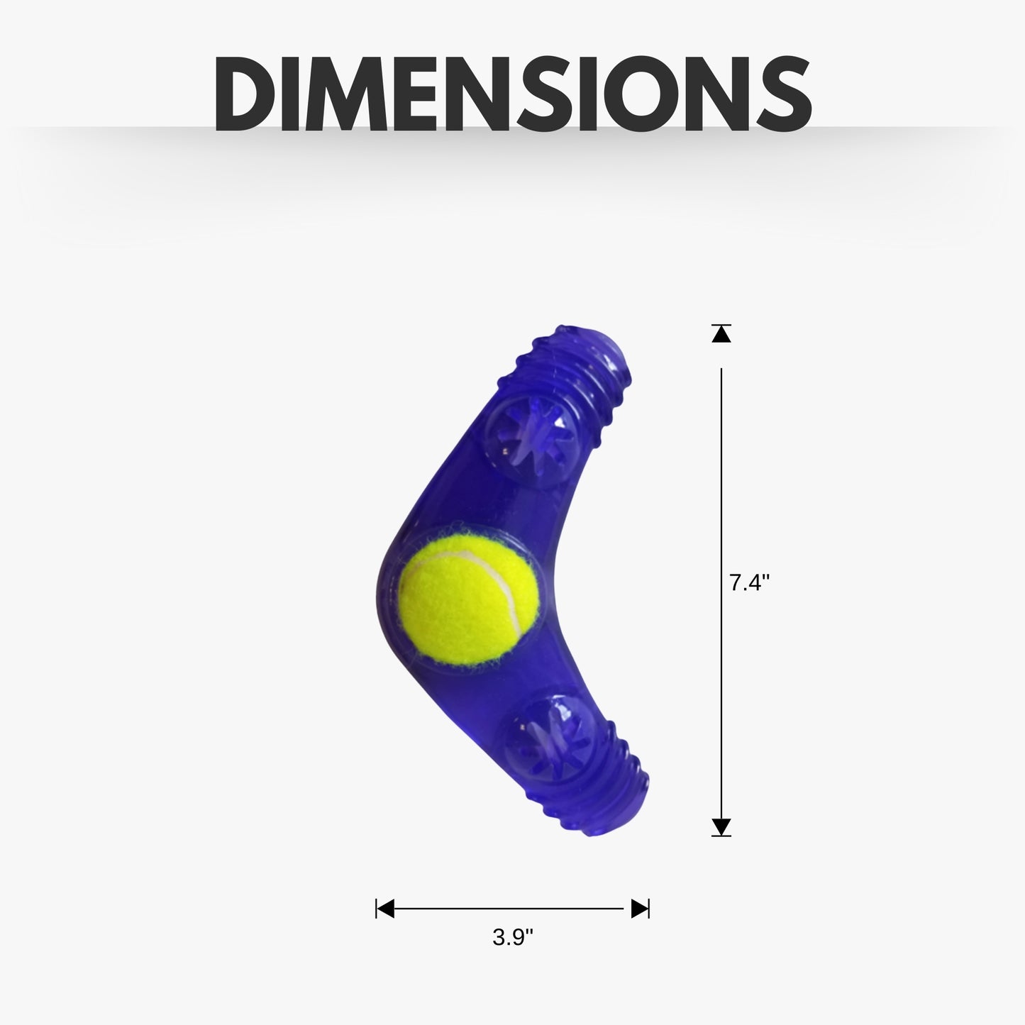 TPR tennis ball boomerang squeaky dog toy for interactive play