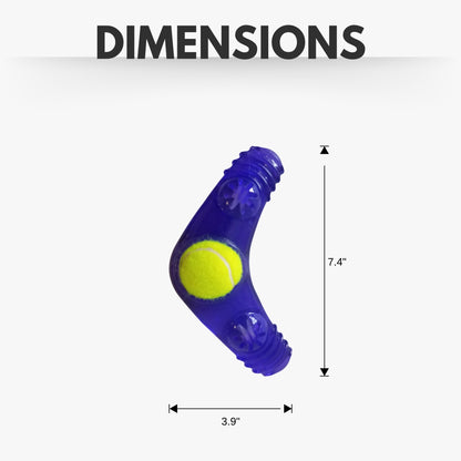 TPR tennis ball boomerang squeaky dog toy for interactive play