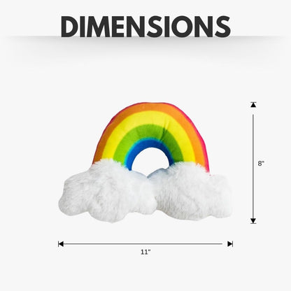 Enchanted rainbow plush dog toy with squeaker and crinkle