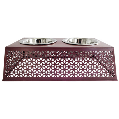 Country Living Elevated Dog Feeder with 2 Stainless Steel Bowls – Raised Pet Bowl, Ideal for Medium to Large Dogs – Plum Wine/32oz each