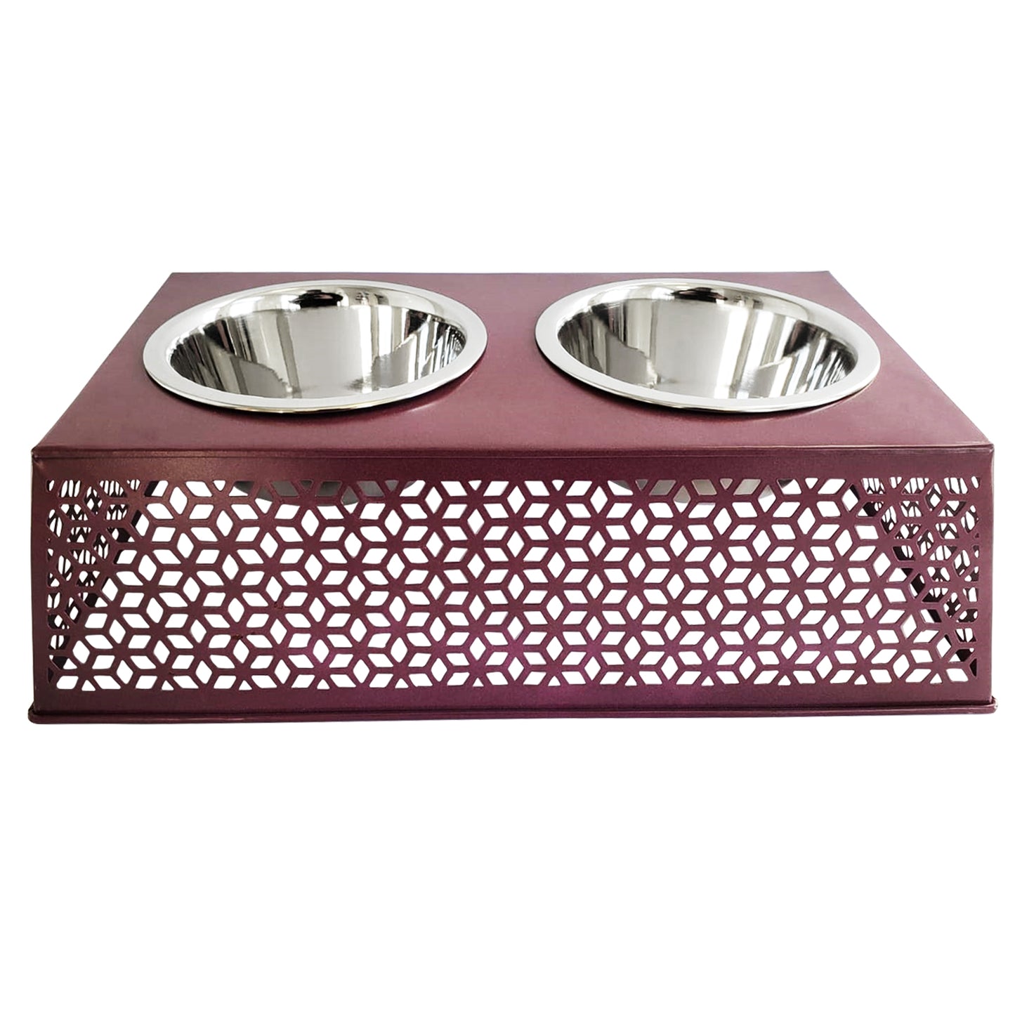 Country Living Elevated Dog Feeder with 2 Stainless Steel Bowls – Raised Pet Bowl, Ideal for Medium to Large Dogs – Plum Wine/32oz each