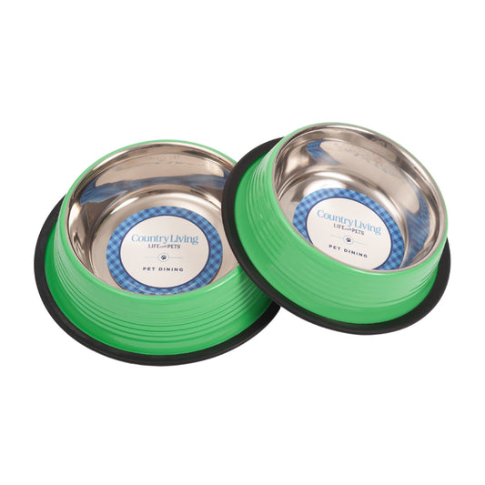 Green eco-friendly non-skid cat and dog bowl