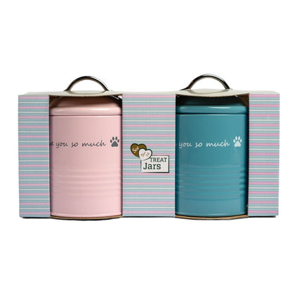 Printed dog treat canister with ‘I Love You So Much’ message