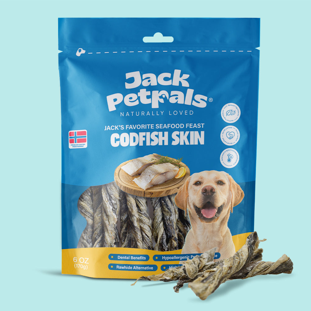 Jack PetPals cod fish skin dog treats natural fish dog chew snack