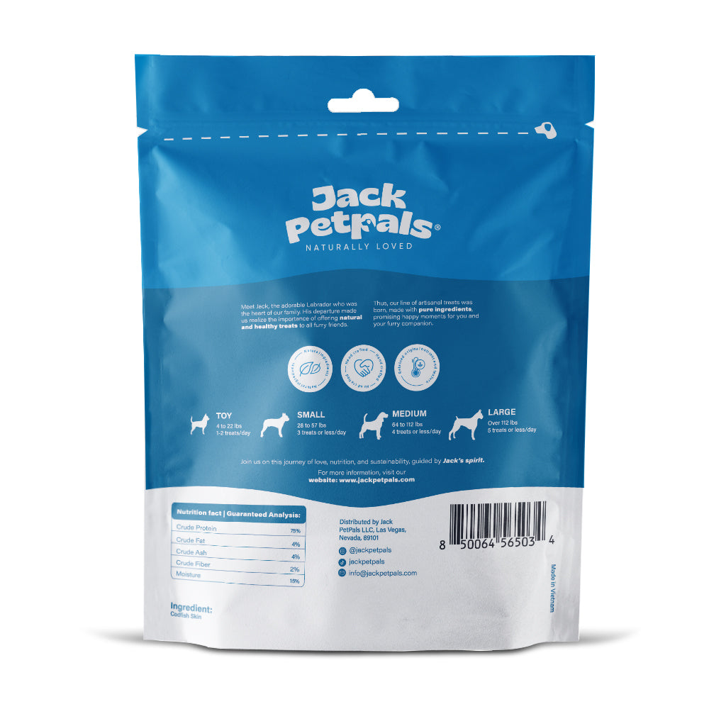 Jack PetPals cod fish skin dog treats natural fish dog chew snack