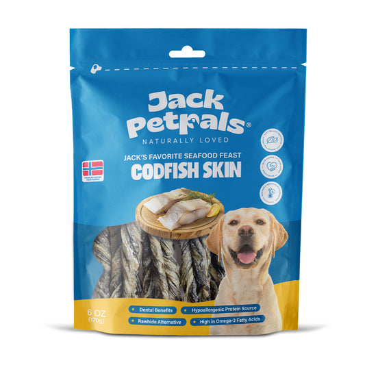 Jack PetPals cod fish skin dog treats natural fish dog chew snack