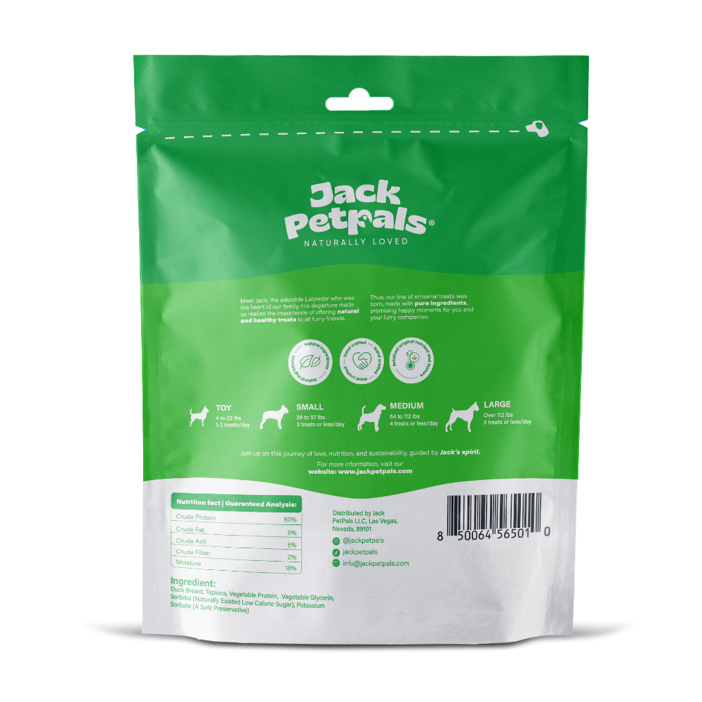Jack PetPals handcrafted duck breast jerky dog treats 6 pack clip strip display