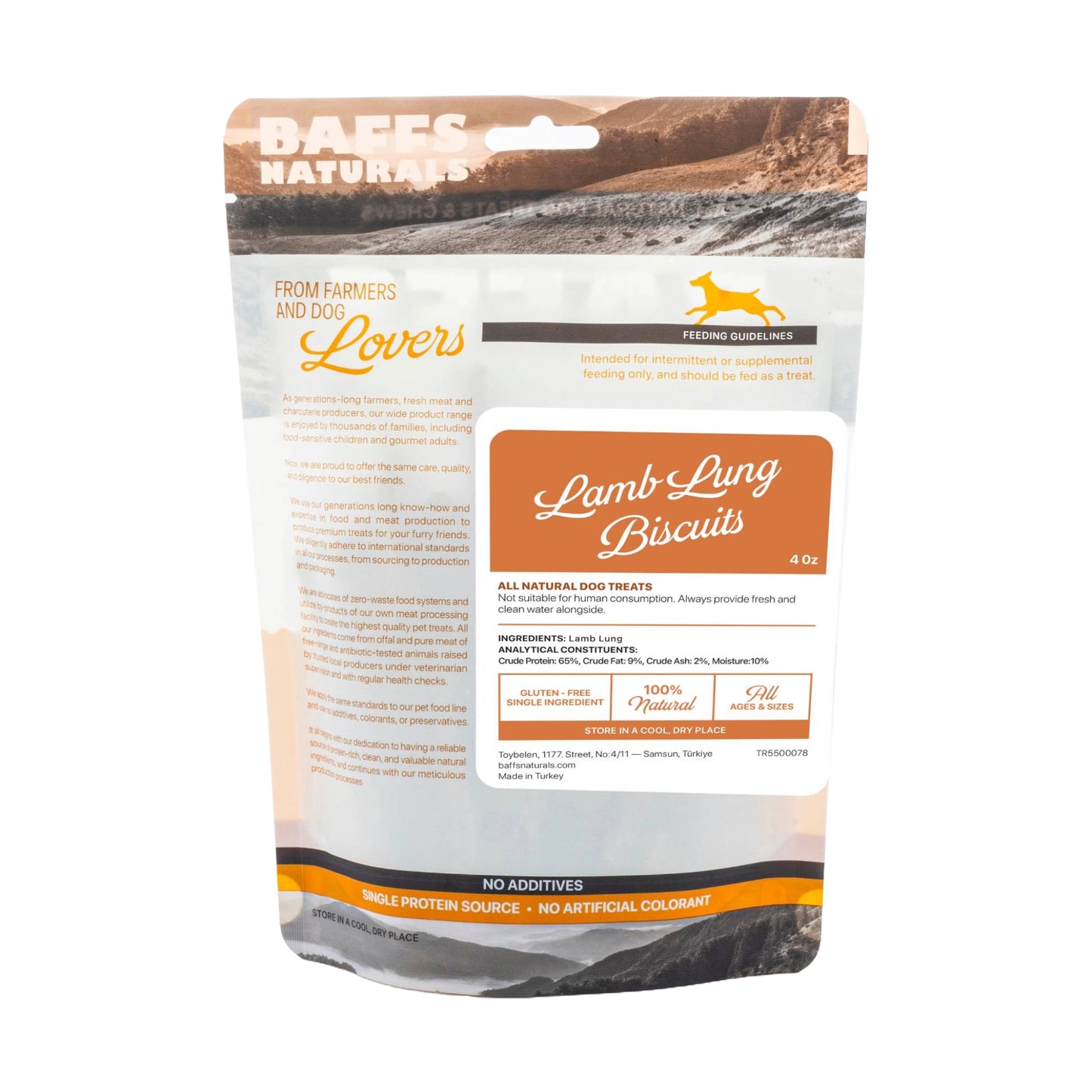 BAFFS NATURALS lamb lung biscuits dog treats