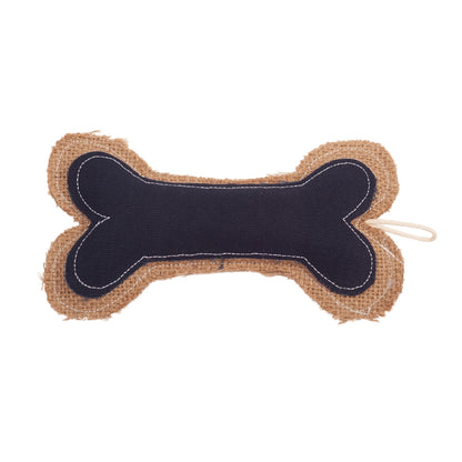 Leather and jute bone pillow dog chew toy