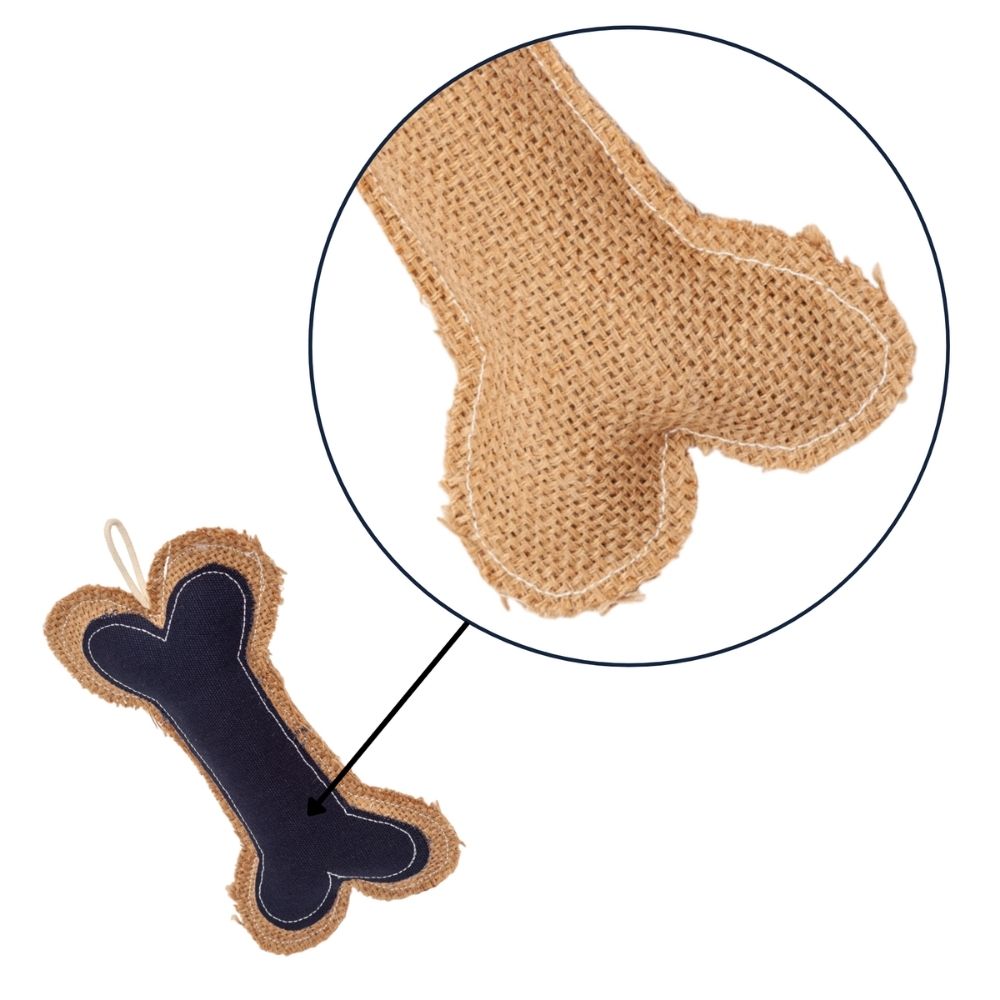 Leather and jute bone pillow dog chew toy