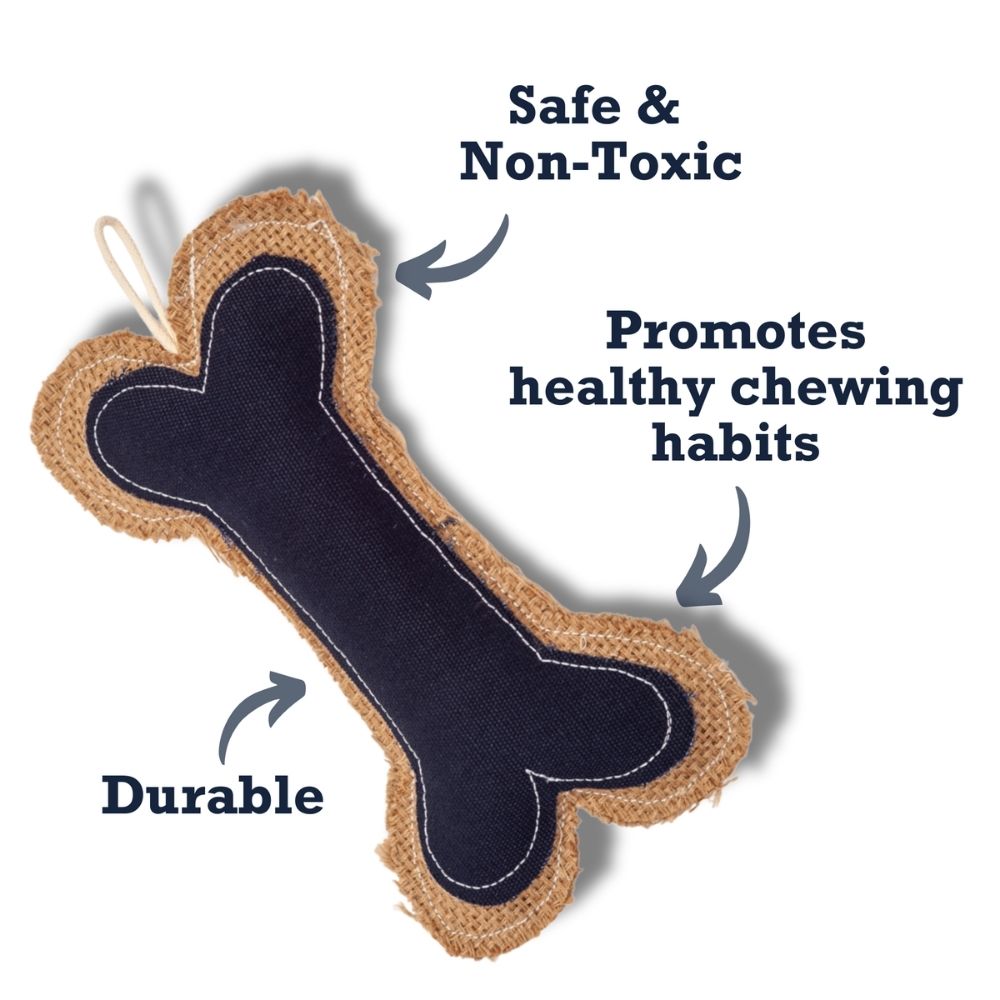 Leather and jute bone pillow dog chew toy