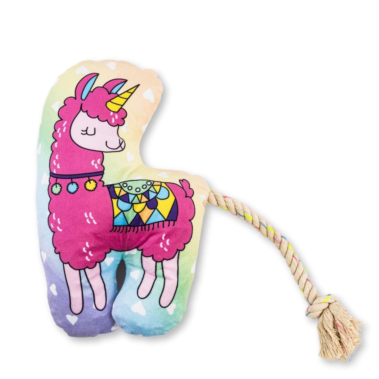 magical llama plush dog toy with crinkle and squeak features
