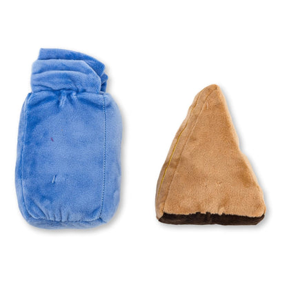 Cake slice and milk plush dog toy combo