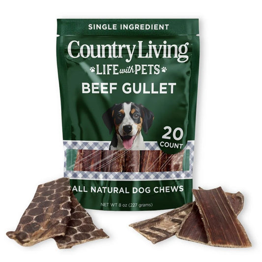 Country Living 6-inch beef gullet flats dog treats, 20-count natural single ingredient chews