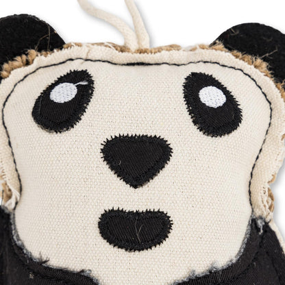 Panda-shaped canvas and jute dog chew toy
