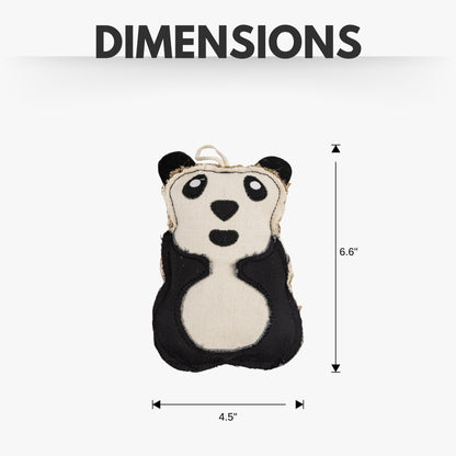 Panda-shaped canvas and jute dog chew toy