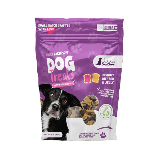 Peanut butter and jelly soft chew dog treats