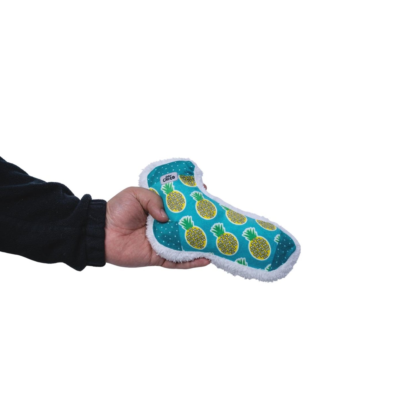 Pineapple Bones squeaky sock plush dog toy