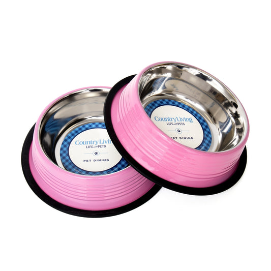 Pink eco-friendly non-skid cat and dog bowl