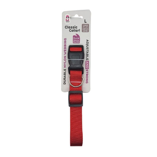 Adjustable nylon dog collar with quick release buckle