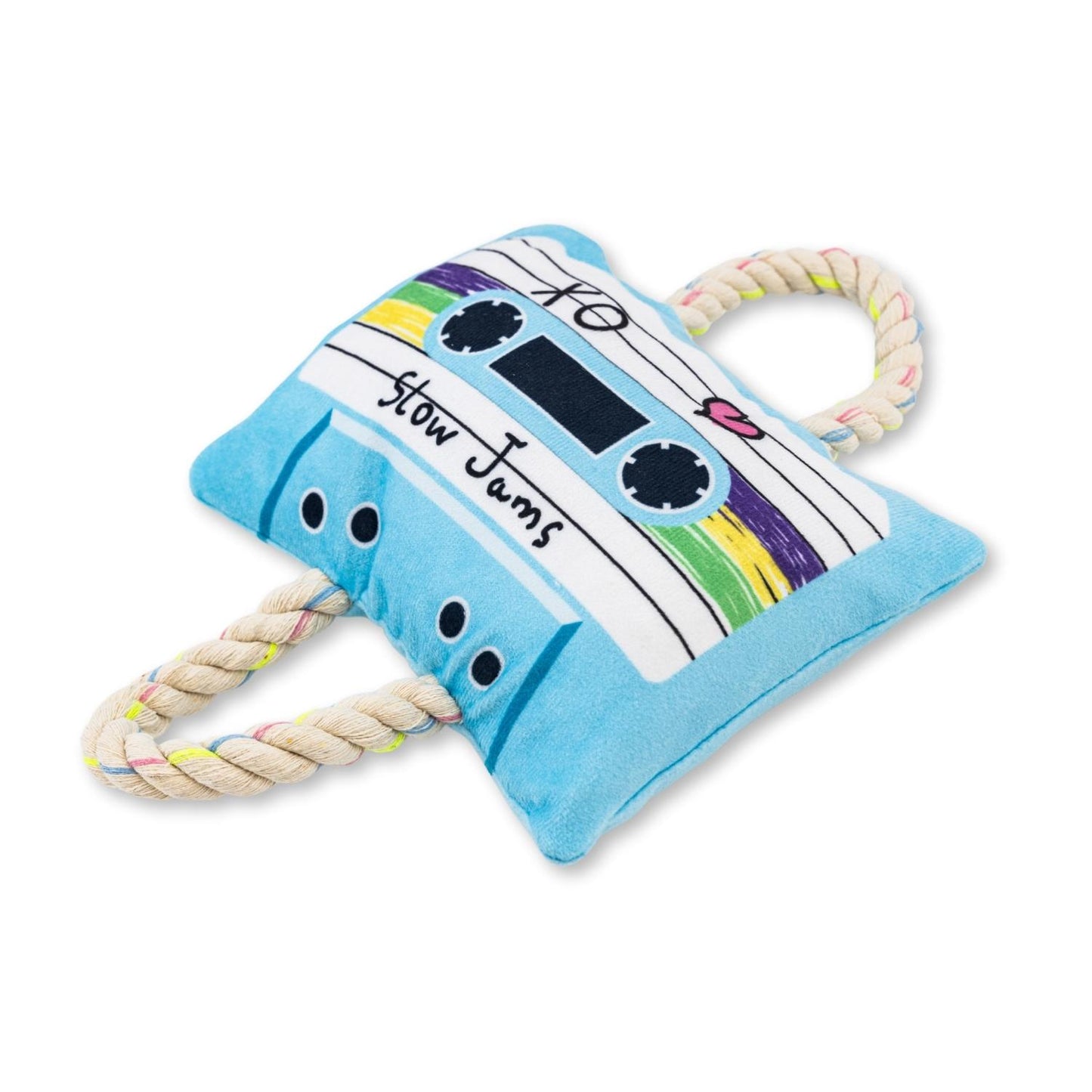 Retro cassette tape plush dog toy crinkle and squeaky dog toy