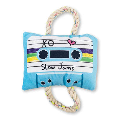 Retro cassette tape plush dog toy crinkle and squeaky dog toy