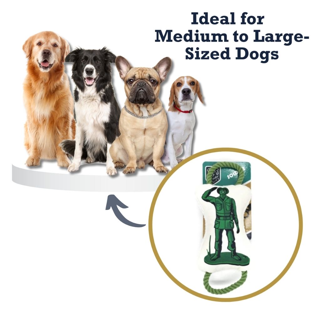 Retro soldier plush dog toy with non toxic print