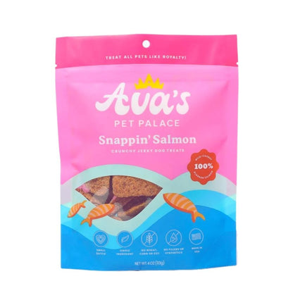 Ava's Pet Palace salmon jerky dog treats, crunchy natural fish treats
