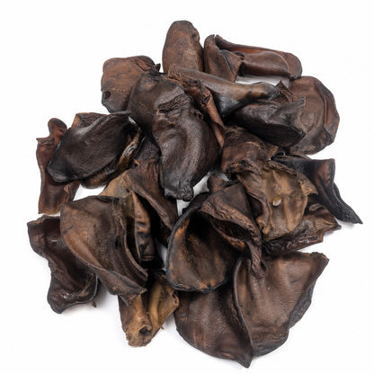 Natural smoked pig ears dog chews in value bucket