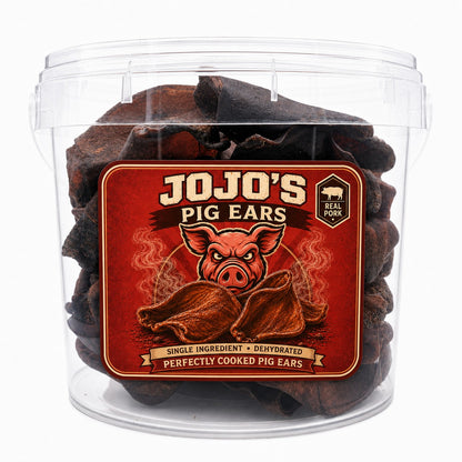 Natural smoked pig ears dog chews in value bucket