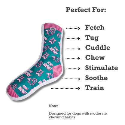Squirrel Bow Wow squeaky sock plush dog toy