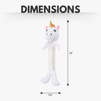 Skinny thermoplastic rubber unicorn corduroy dog toy for playful dogs
