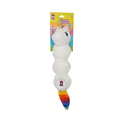 Colorful unicorn squeaky plush dog toy