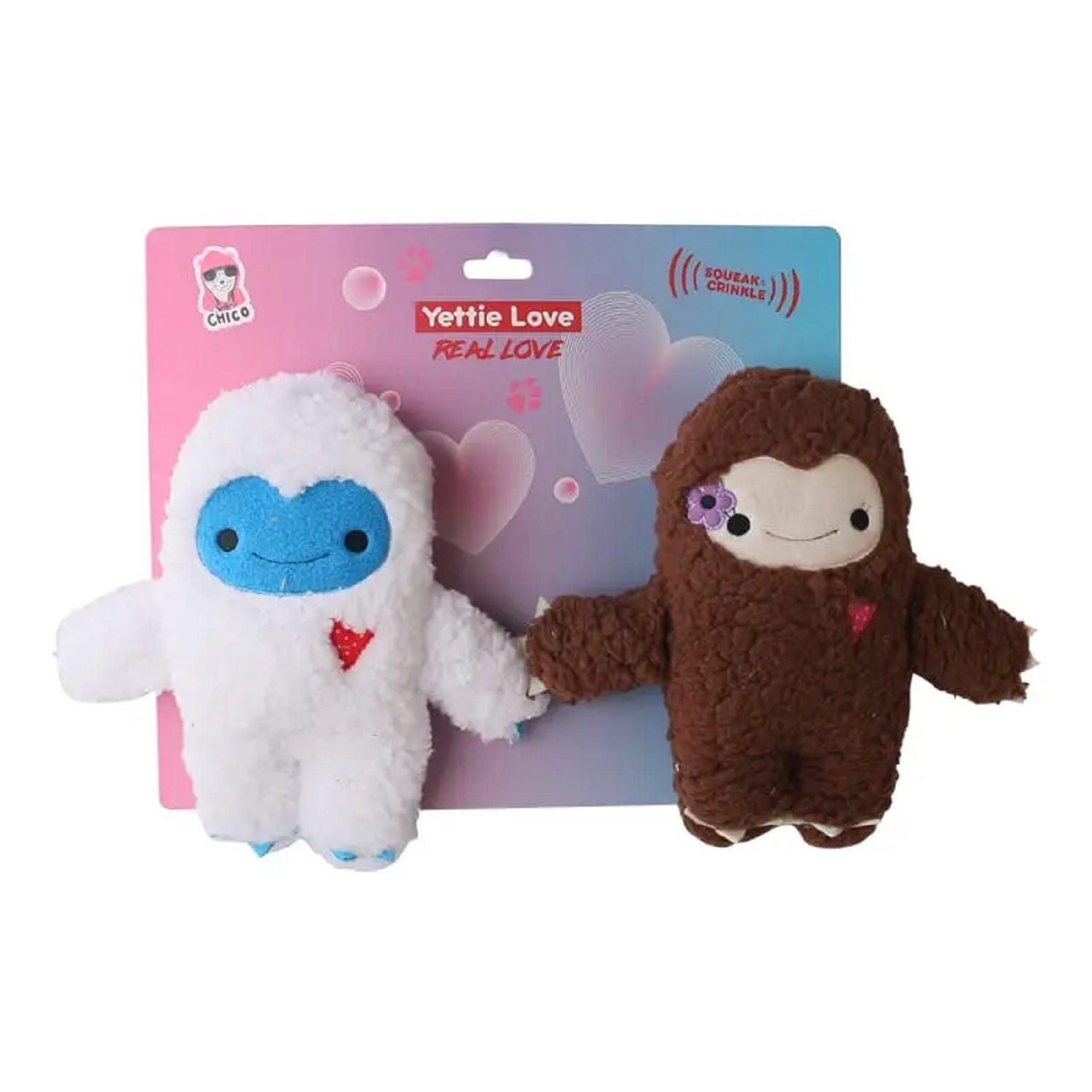 interactive squeaky yeti snowman plush dog toy set