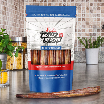 12 inch jumbo beef bully sticks dog treats, 2 per bag